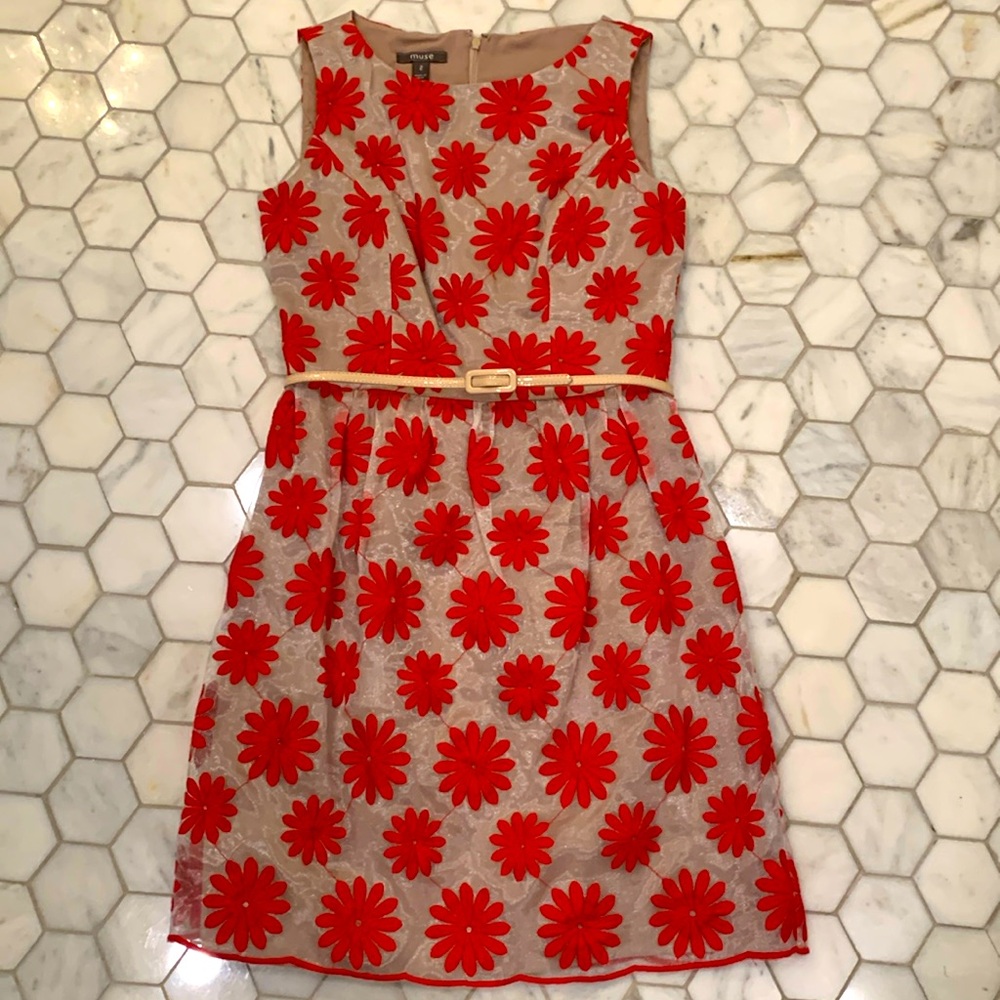 Shimmery floral embroidered dress